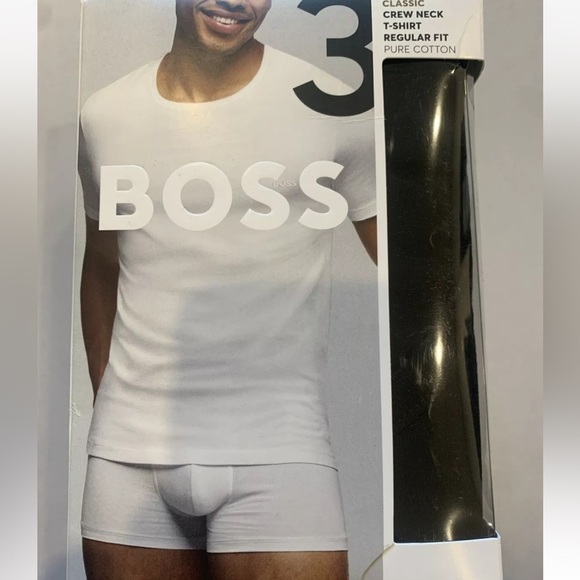 BOSS 3 Pack Classic Logo-Embroidered Cotton T-Shirts XL White/Navy/Black - Picture 1 of 4